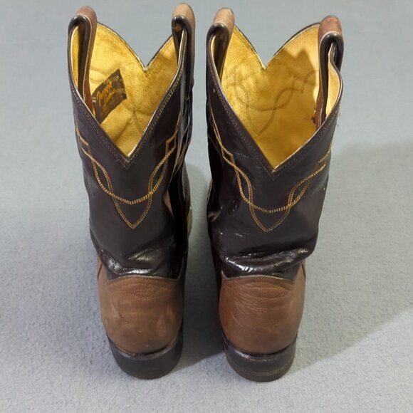 Tony Lama Vintage Boots Men's 9B Brown Western Made In USA 1990 Style 2032 - Picture 5 of 16